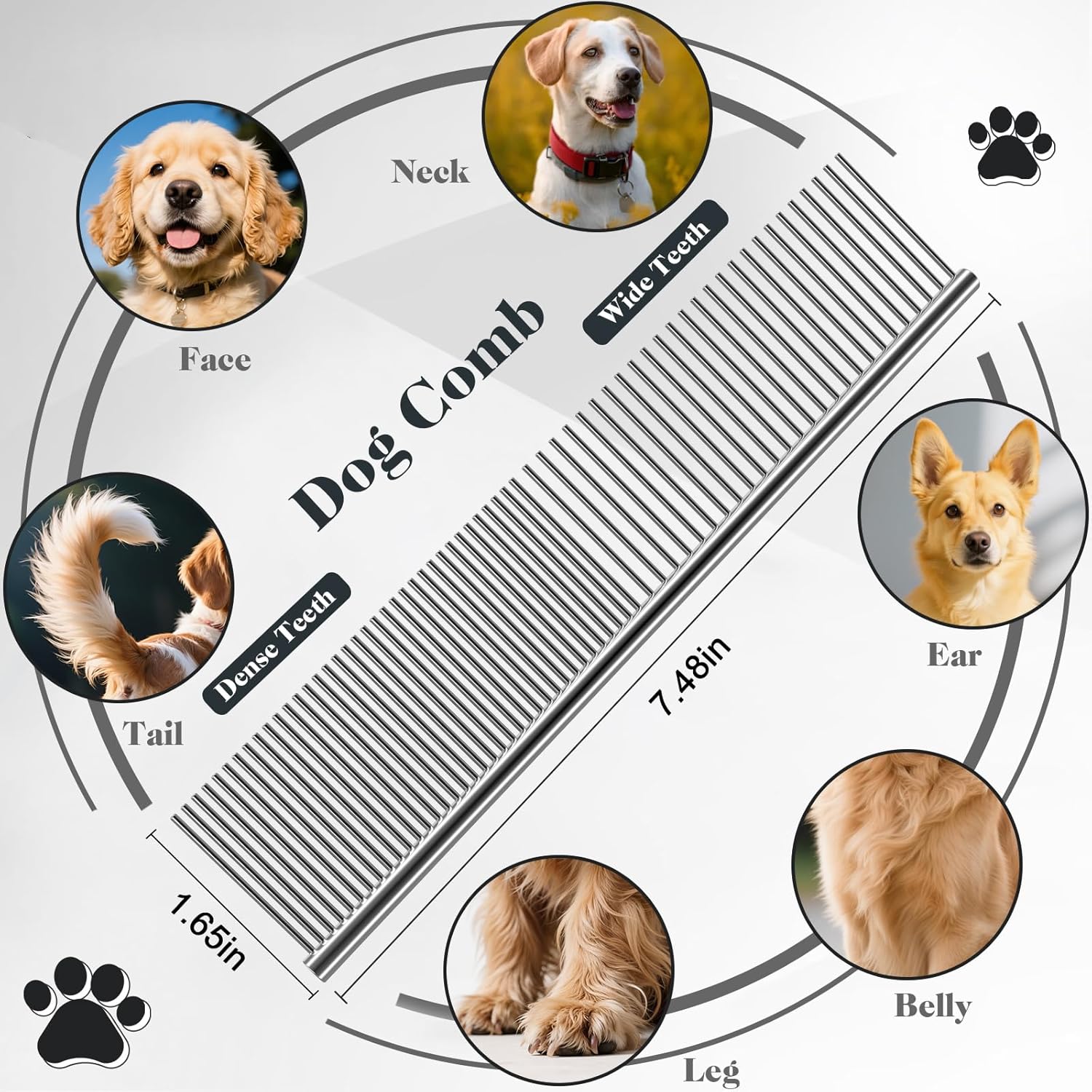 2PCS Slicker Brush for Dogs & Pet Comb,Professional Dog Grooming Brush