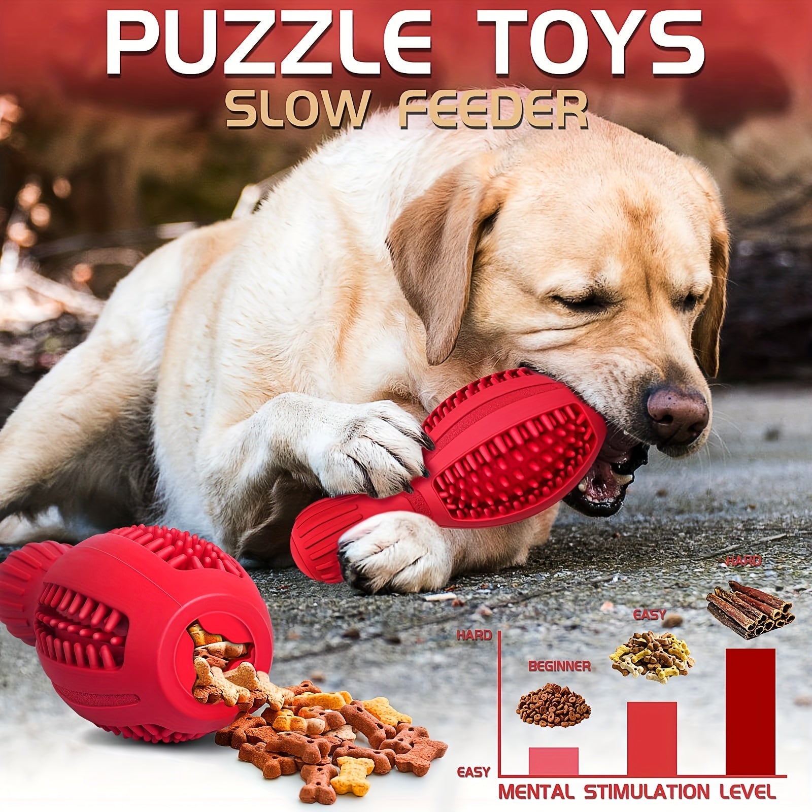 Interactive Bowling Ball Dog Chew Toy - Slow Feeder & Dental Health Rubber