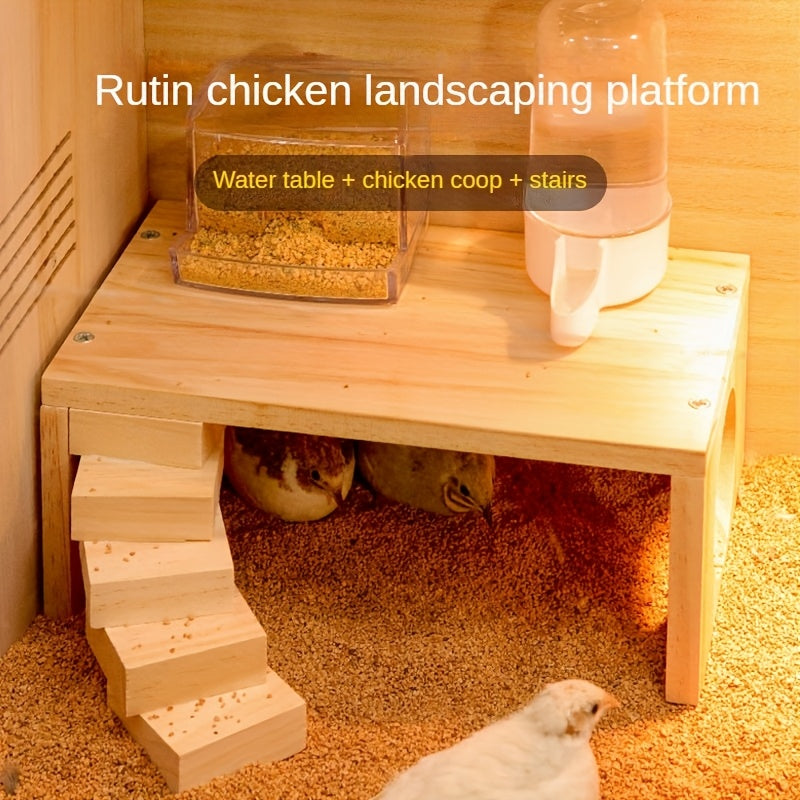 2-Tier Recycled Wood Chicken & Hamster Feeding Platform