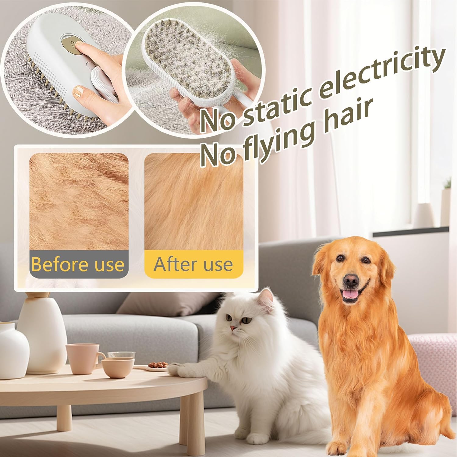 3 in 1 Cat Steam Brush for Shedding Dog Brush with Steam