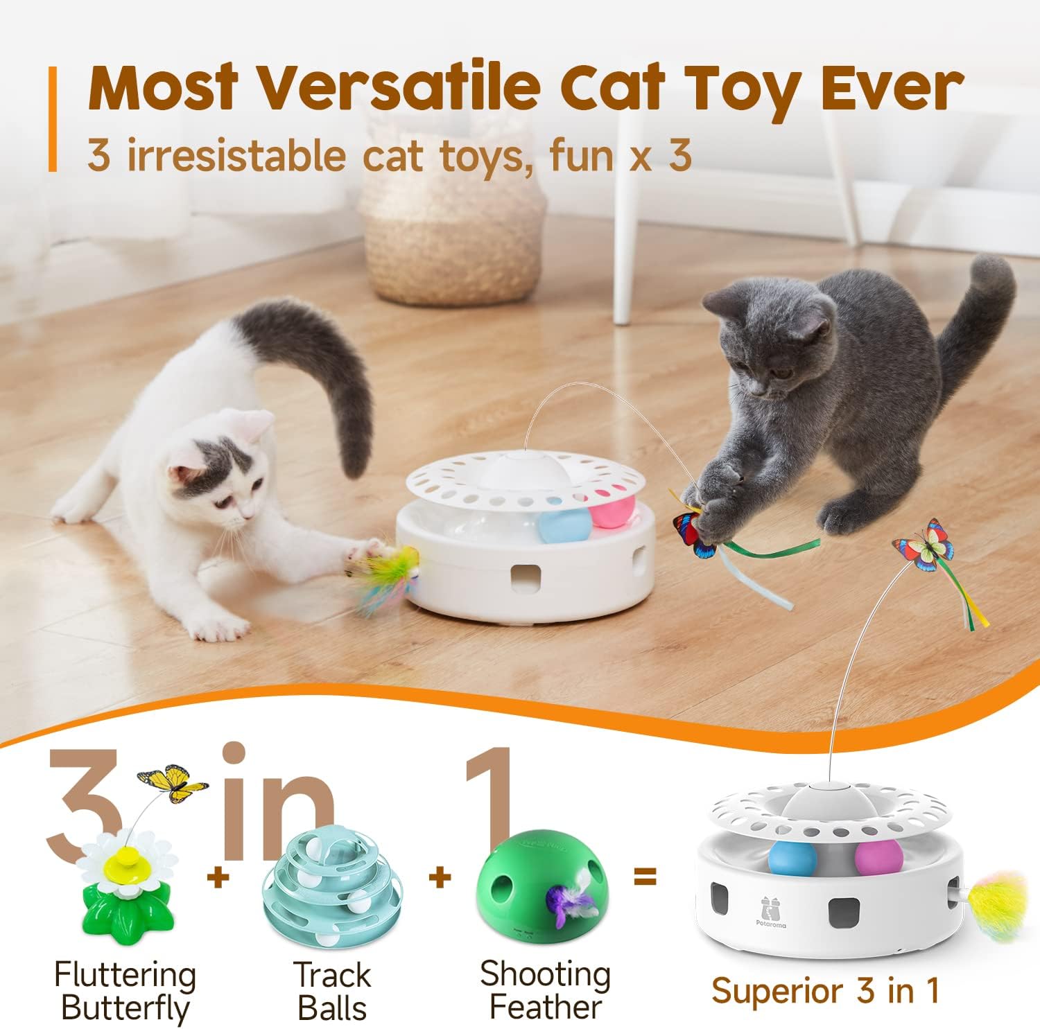Cat Toys 3in1 Automatic Interactive Kitten Toy