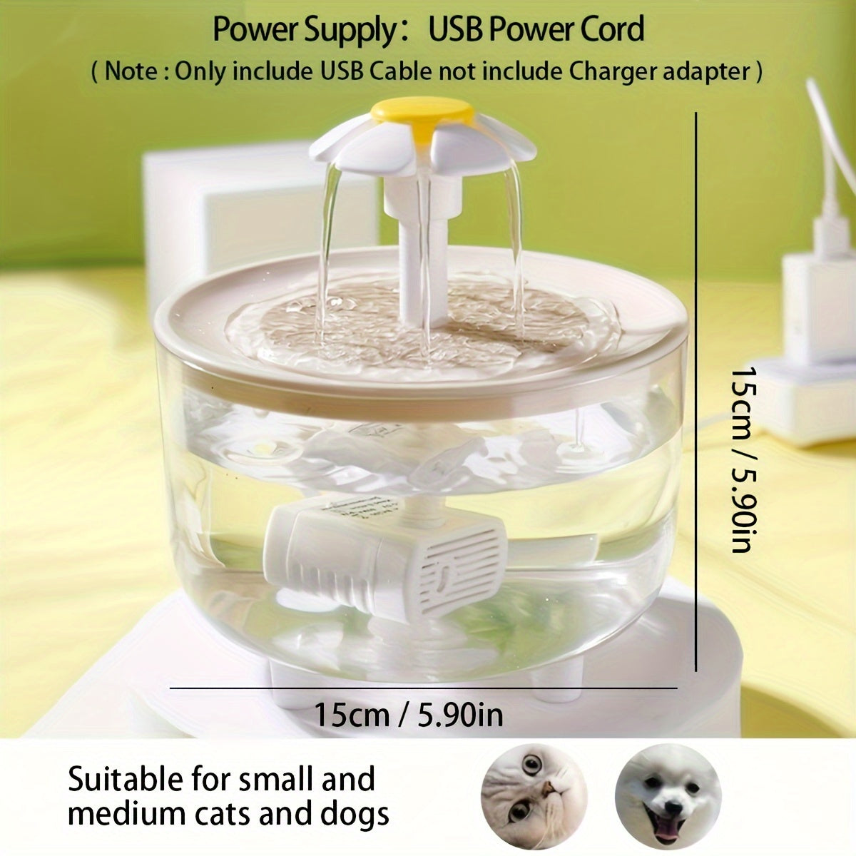 Whisper Quiet 1pc 1.5L Usb-Powered Pet Water Fountain | Automatic Circulation