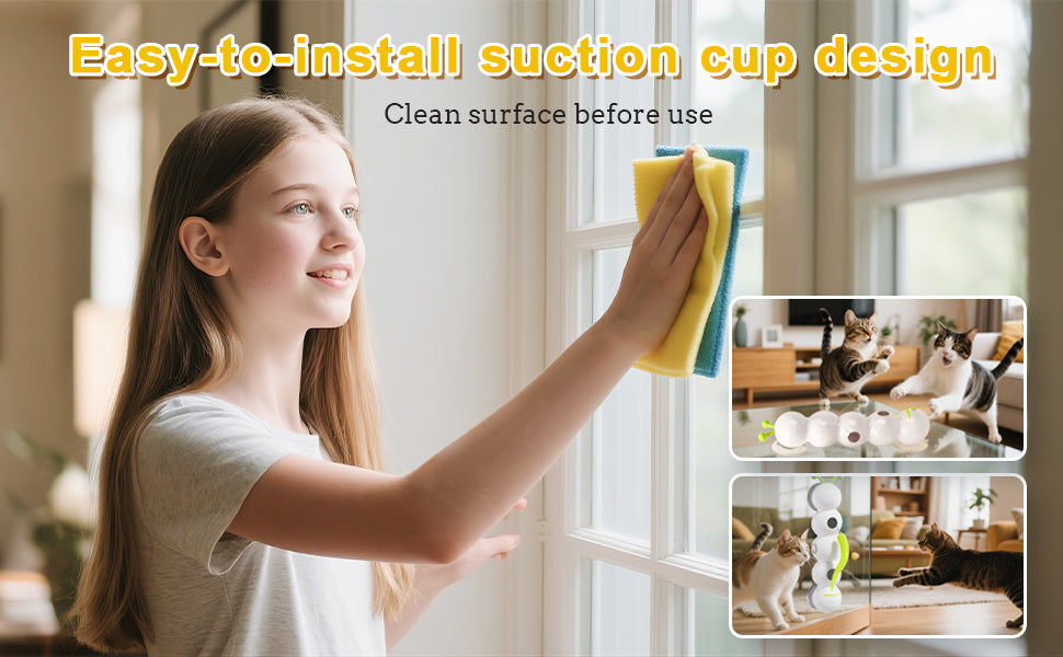 Smart Motion Cat Toy, Automatic Interactive Cat Toy, USB Rechargeable with Suction Cup, Wall Mounted for Indoor Cats Jumping, Pouncing (White, 1pc)
