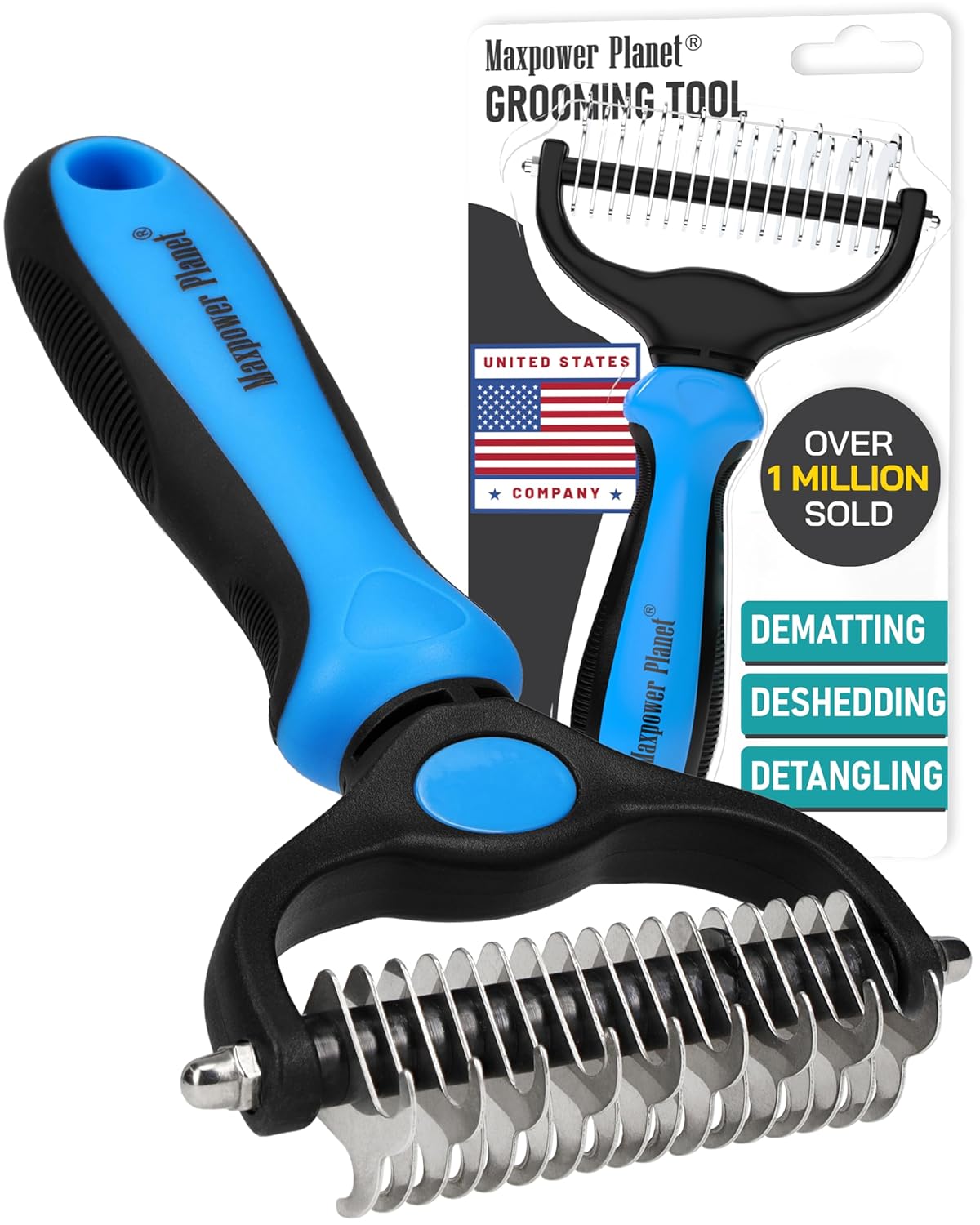 Planet Original Pet Grooming Rake - Double-Sided Deshedding Dematting Tool