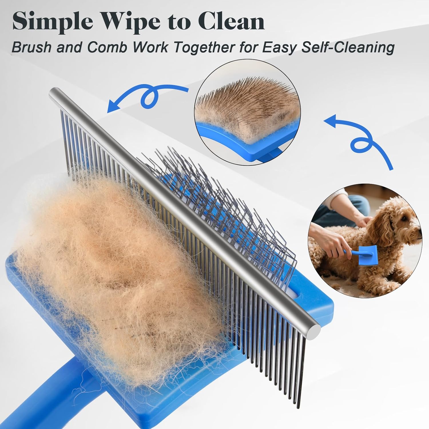 2PCS Slicker Brush for Dogs & Pet Comb,Professional Dog Grooming Brush