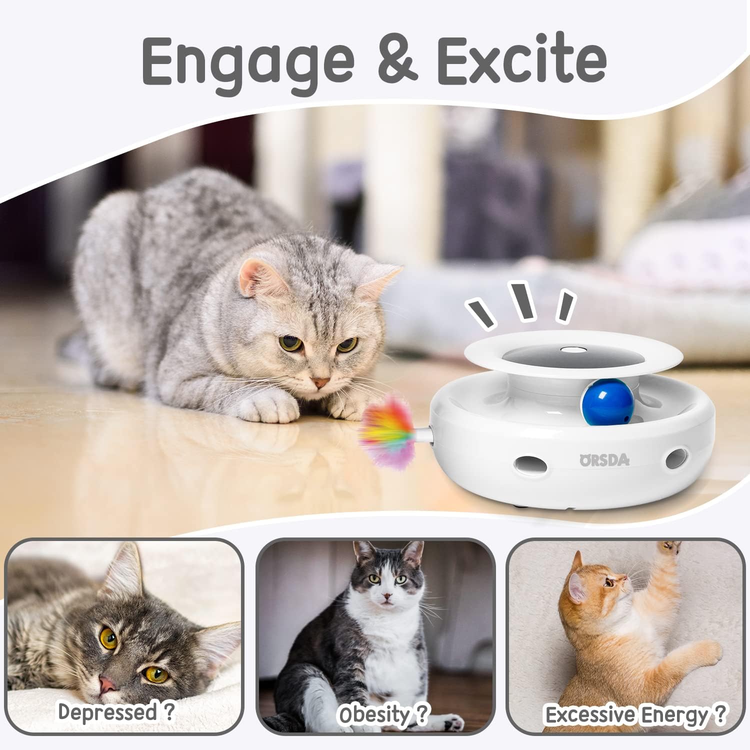 2in1 Interactive Toys for Indoor Cats