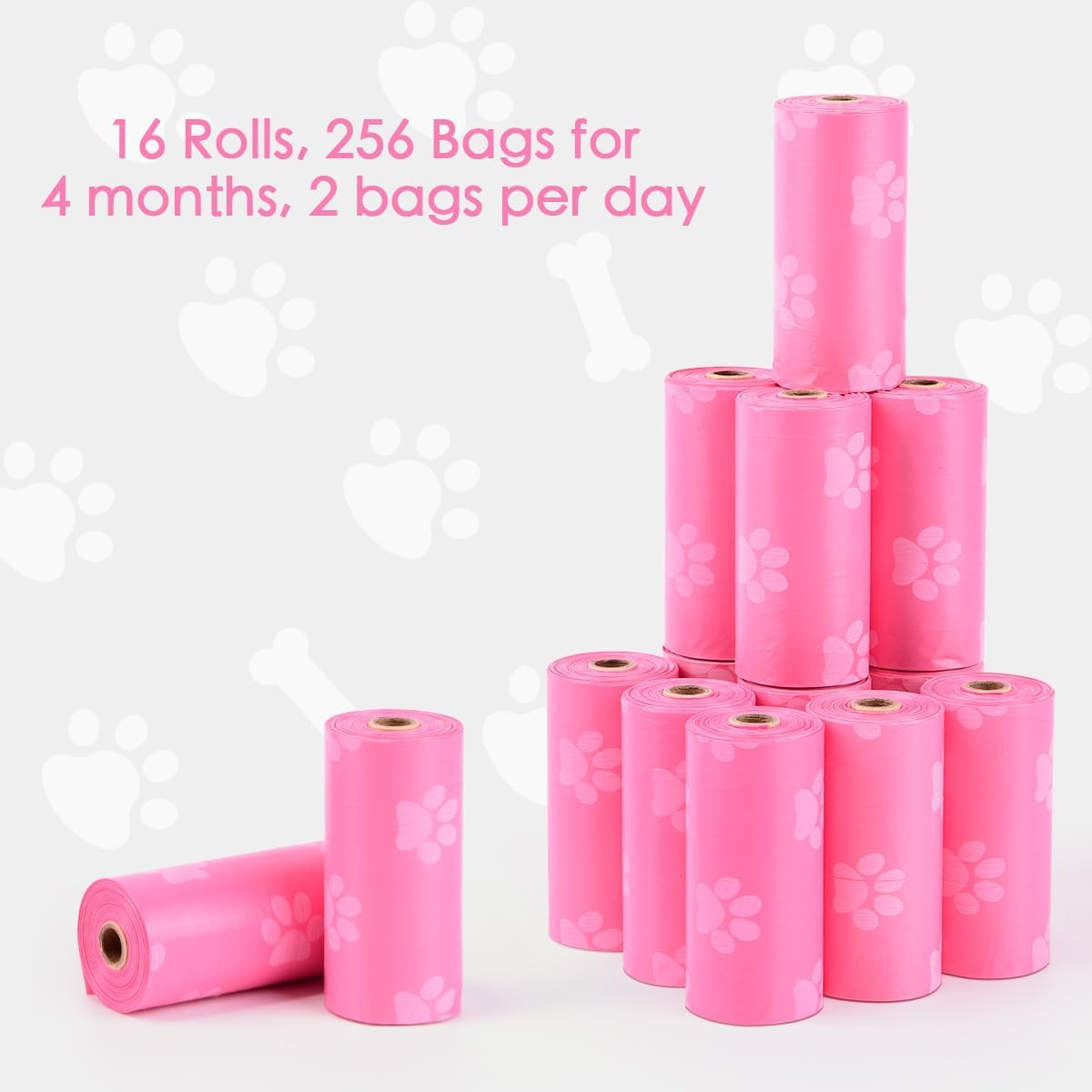 Poop Bags Rolls 256 Count - 9x13 Inches Pink Thickened Leakproof Lavender scent Poo Bags