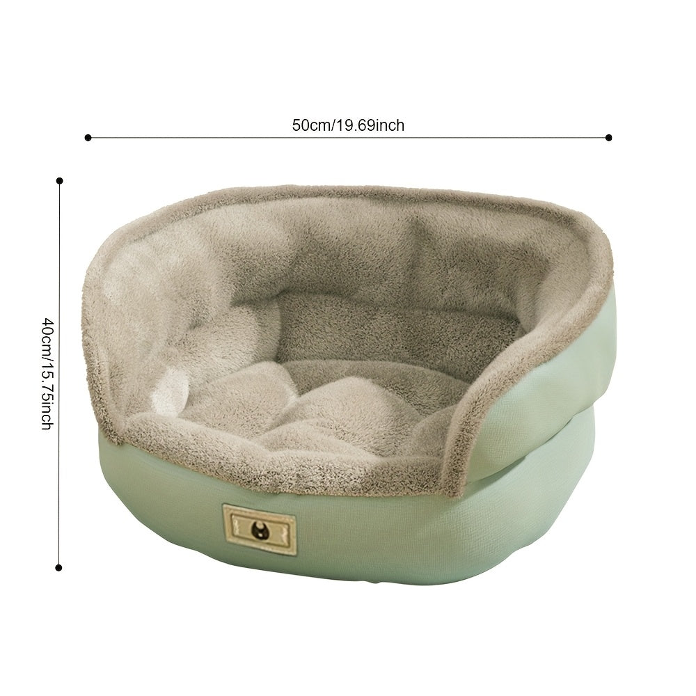[24lbs Plush Dog Bed] Soft Plush Round Dog Bed with Non-Slip Bottom