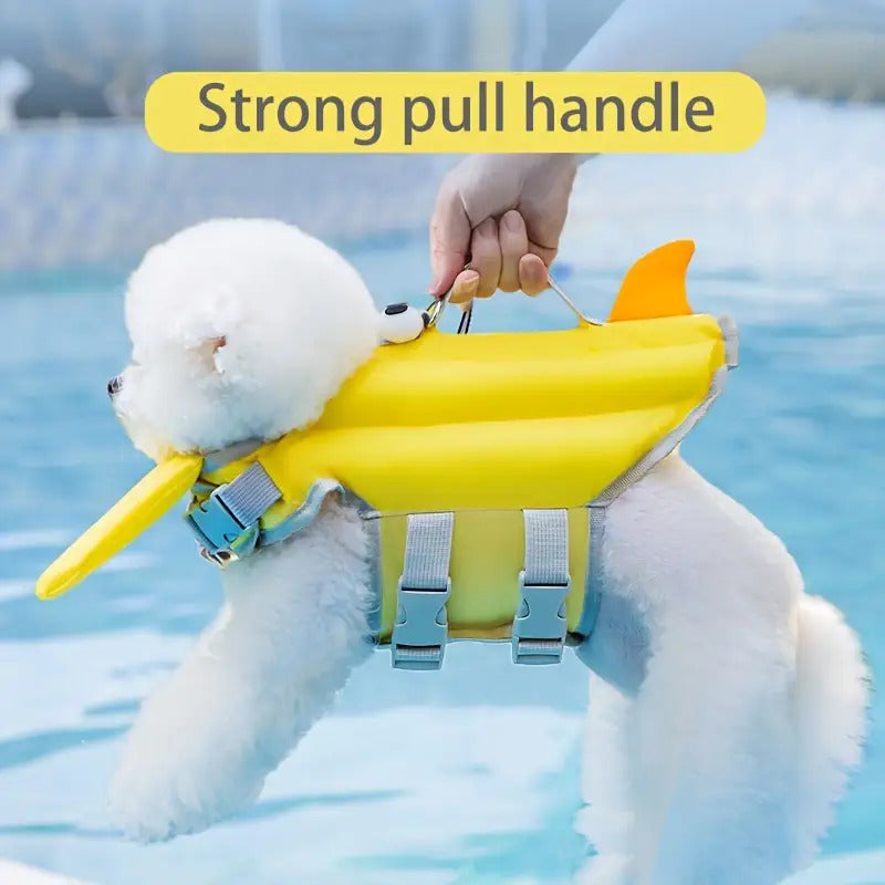 Bright Yellow Dog Life Jacket with Strong Pull Handle & D-Ring - Quick-Dry