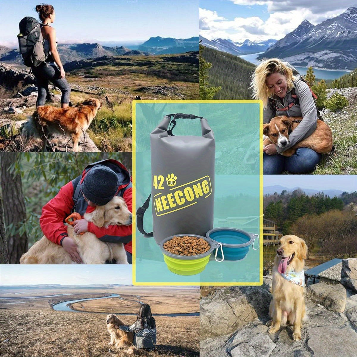 42-Cup Collapsible Dog Food Travel Bag with 2.64gal Dry Food Storage System