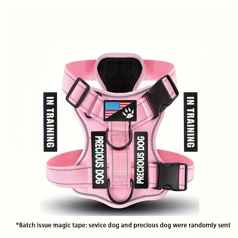 Service Dog Harness, Reflective Dog Vest Harness with 5pcs Patches, Adjustable Soft Oxford Pet Harness, Inner Layer Mesh