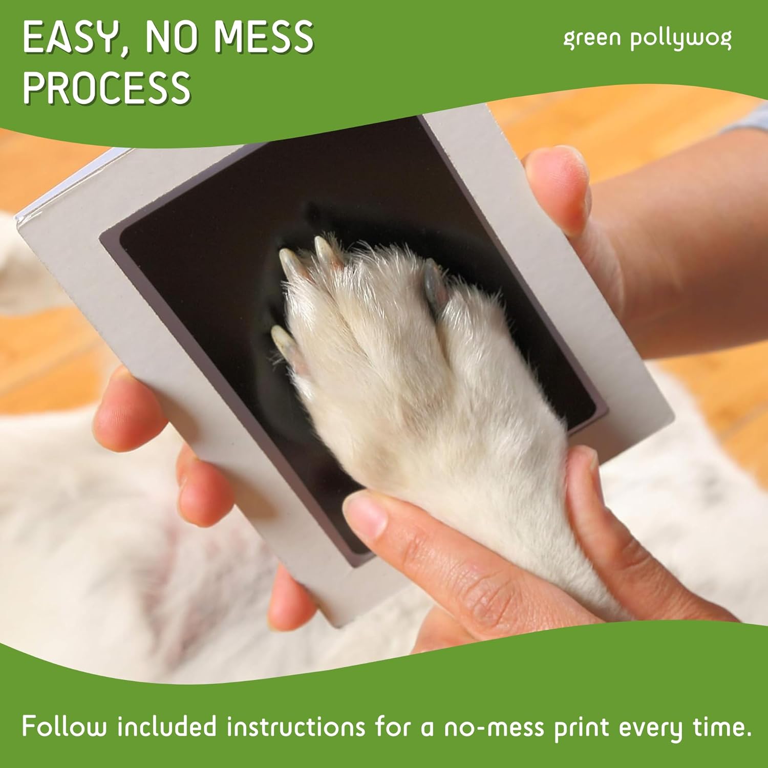 Green Pollywog Extra-Large Clean Touch Inkless Ink Pad Paw Print Stamp Kit |