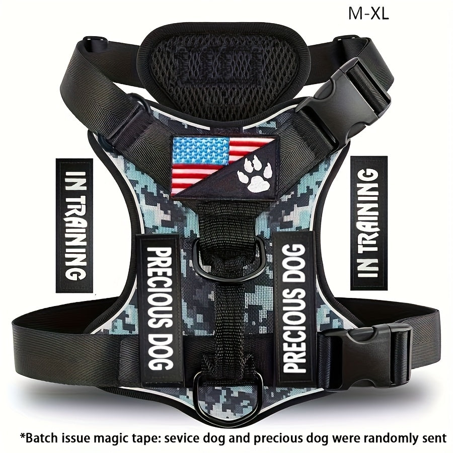 Service Dog Harness, Reflective Dog Vest Harness with 5pcs Patches, Adjustable Soft Oxford Pet Harness, Inner Layer Mesh