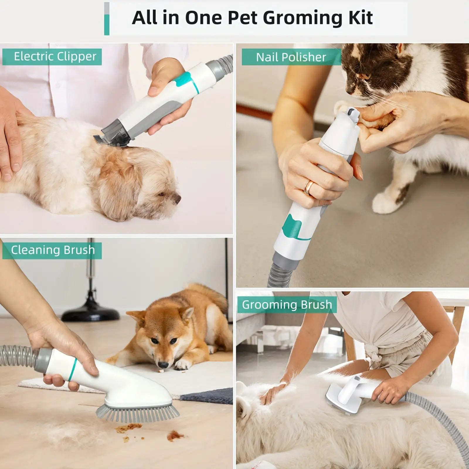 All-in-One Dog Grooming Vacuum Set - Pet Grooming Vacuum With Nail Grinder