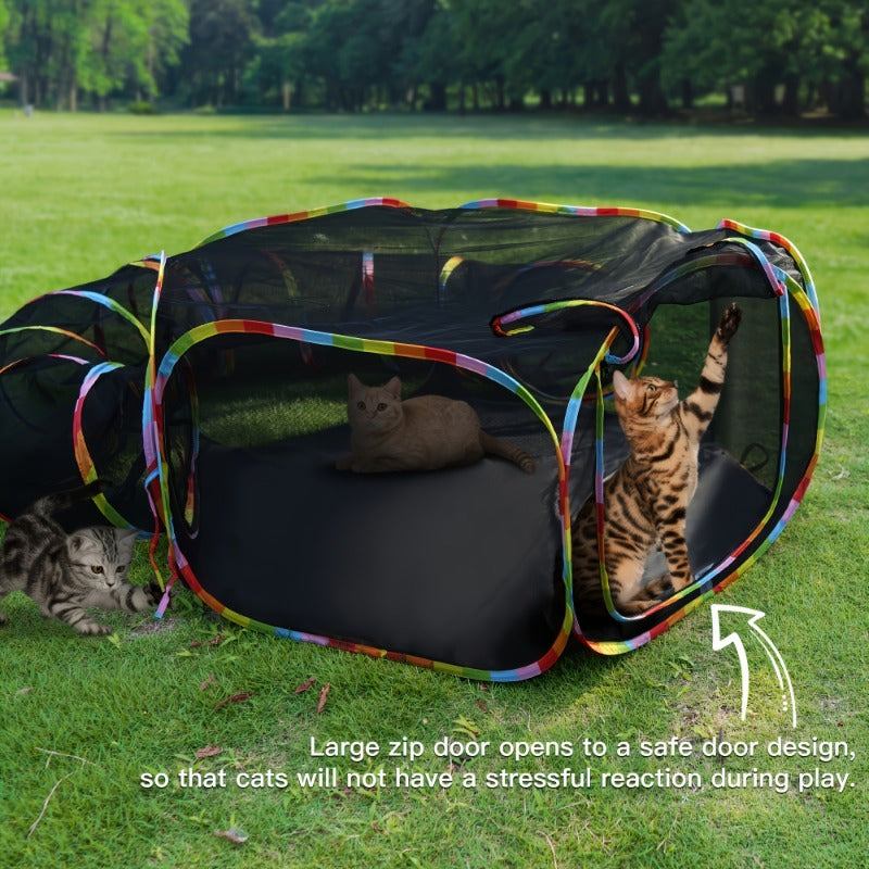 Outdoor Pet Playpen and Playground Indoor Outdoor Cabin Rainbow Portable Tent Round Play Tunnel