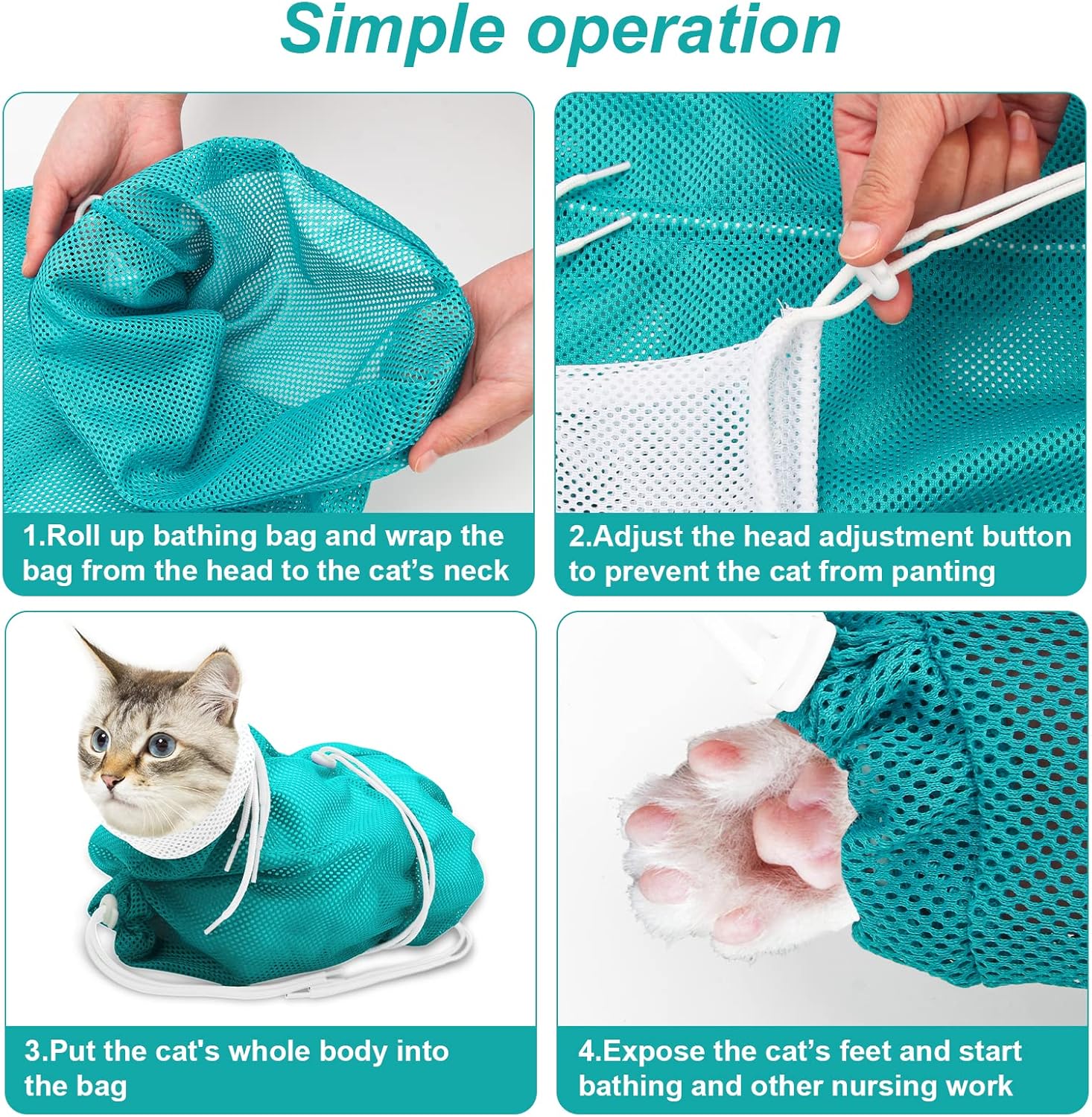 Adjustable Grooming Breathable Mesh Shower Bag