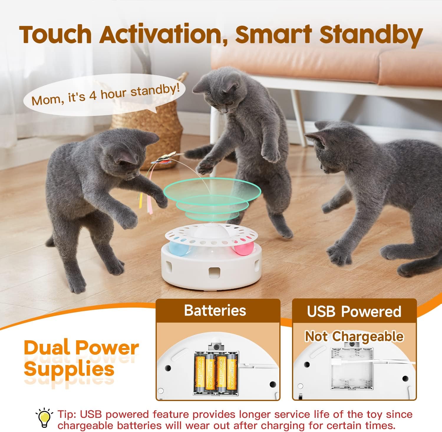 Cat Toys 3in1 Automatic Interactive Kitten Toy