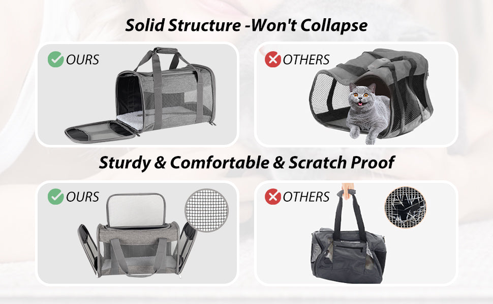 Pet Travel Carrier  Soft-Sided Cat Bag Airline Approved