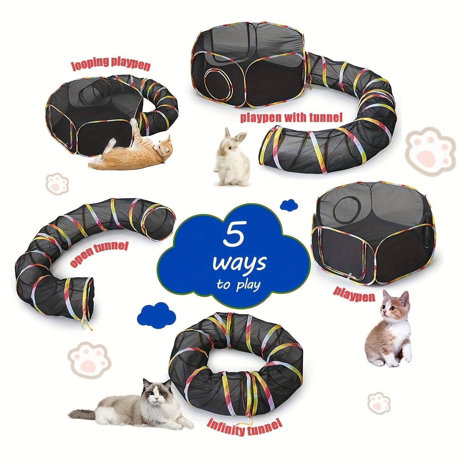 Outdoor Pet Playpen and Playground Indoor Outdoor Cabin Rainbow Portable Tent Round Play Tunnel