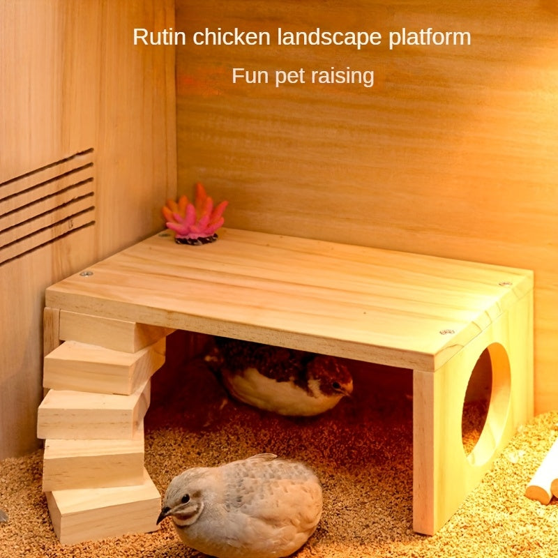 2-Tier Recycled Wood Chicken & Hamster Feeding Platform