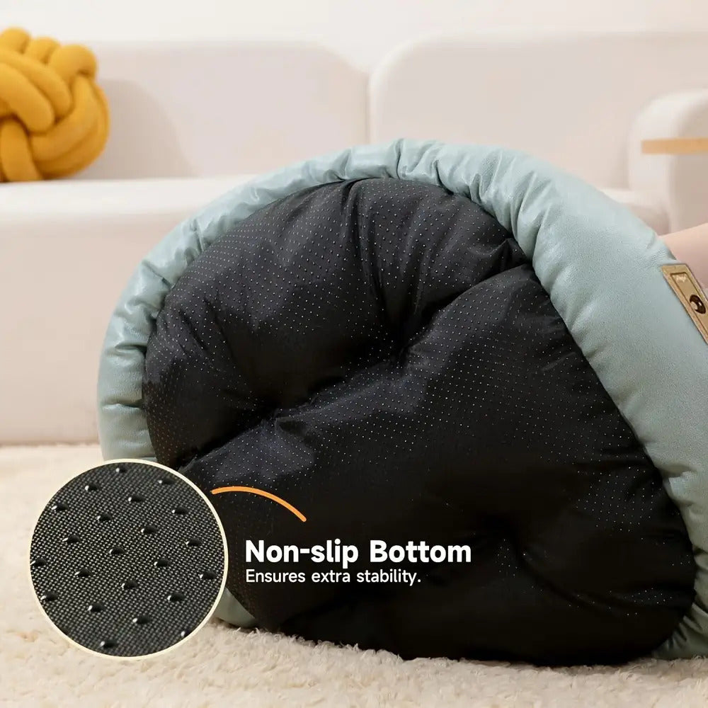 [24lbs Plush Dog Bed] Soft Plush Round Dog Bed with Non-Slip Bottom