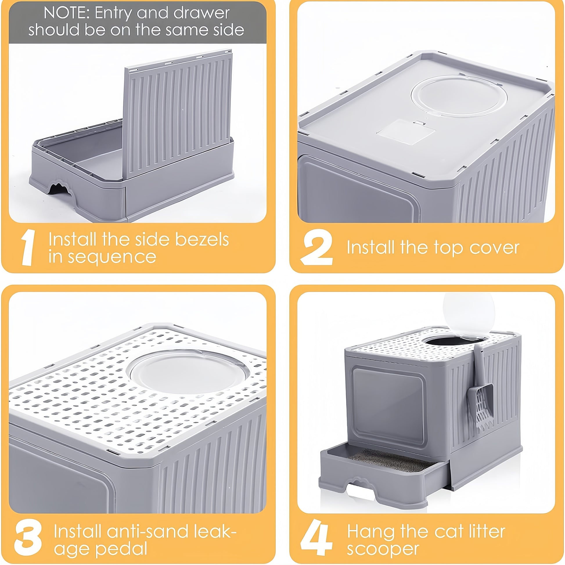 Large Fully Enclosed Cat Litter Box Drawer Cat Litter Box