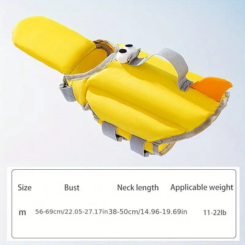 Bright Yellow Dog Life Jacket with Strong Pull Handle & D-Ring - Quick-Dry