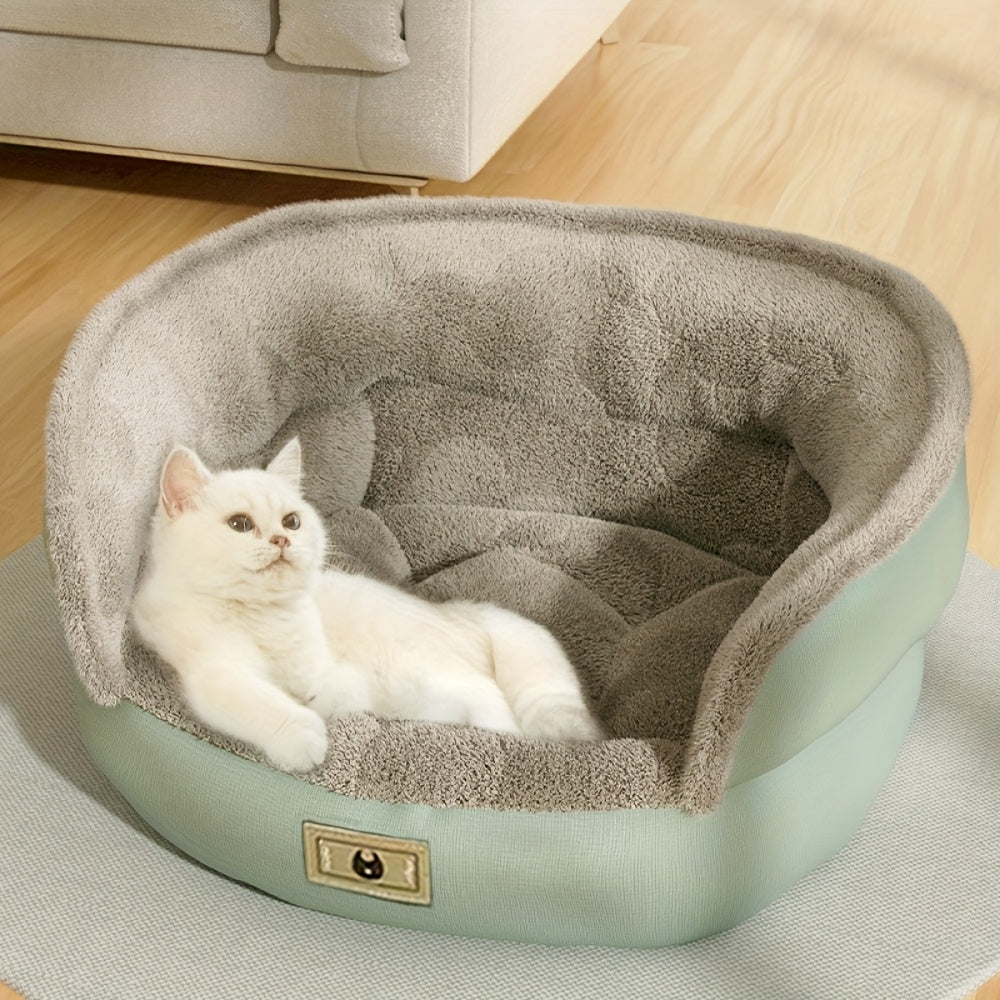 [24lbs Plush Dog Bed] Soft Plush Round Dog Bed with Non-Slip Bottom