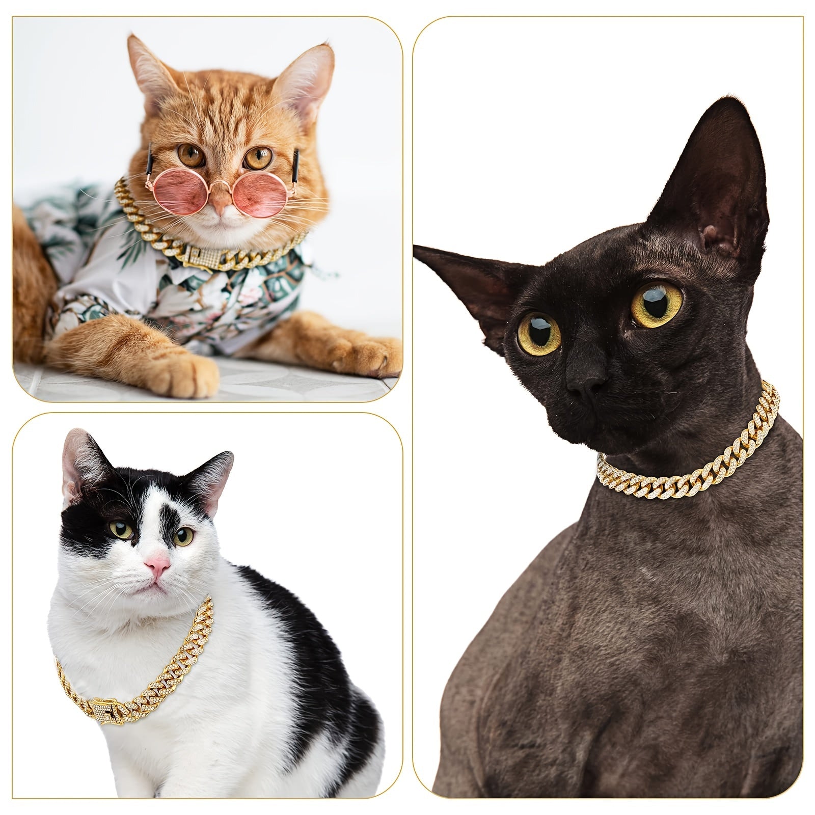 Sparkling Diamondoid Dog Collar: Secure Metal Chain & Buckle for Stylish Walks!