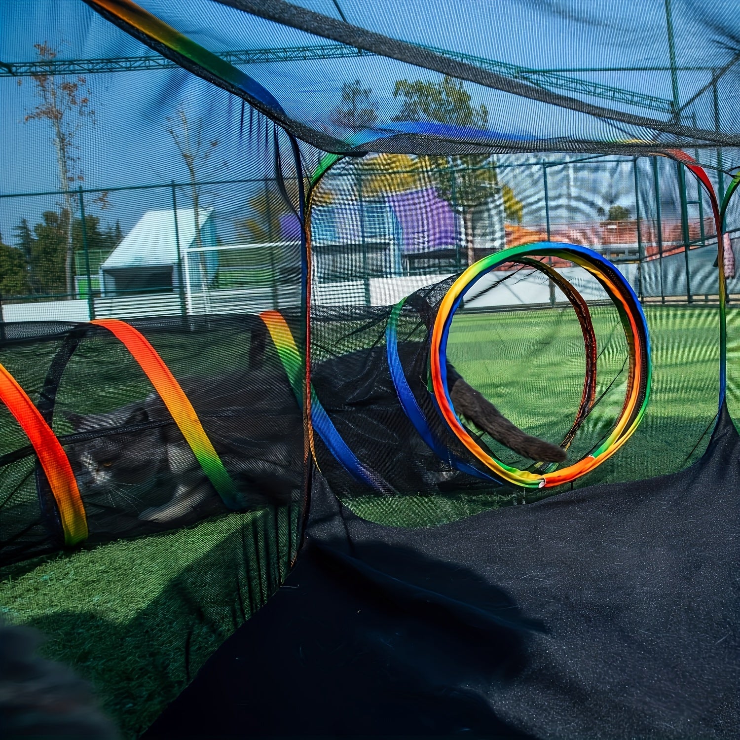 Outdoor Pet Playpen and Playground Indoor Outdoor Cabin Rainbow Portable Tent Round Play Tunnel