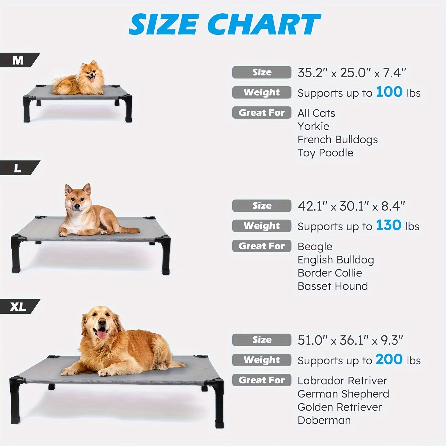 Cooling Elevated Dog Bed with Washable Breathable Mesh