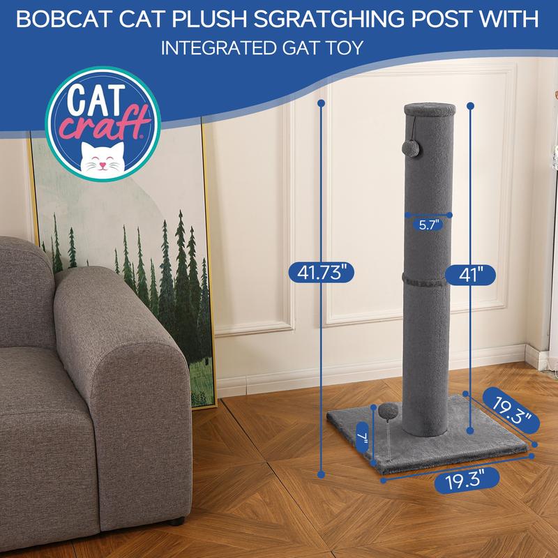 Tall Cat Scratching Post for Indoor Cats Gray Large