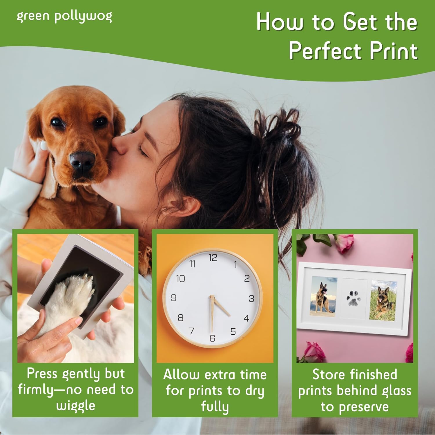 Green Pollywog Extra-Large Clean Touch Inkless Ink Pad Paw Print Stamp Kit |