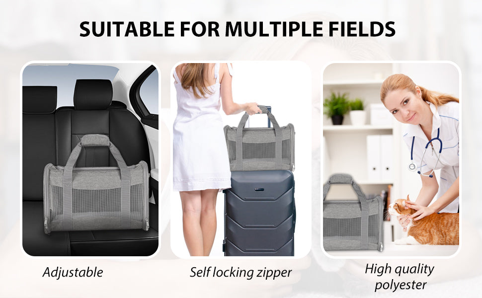 Pet Travel Carrier  Soft-Sided Cat Bag Airline Approved