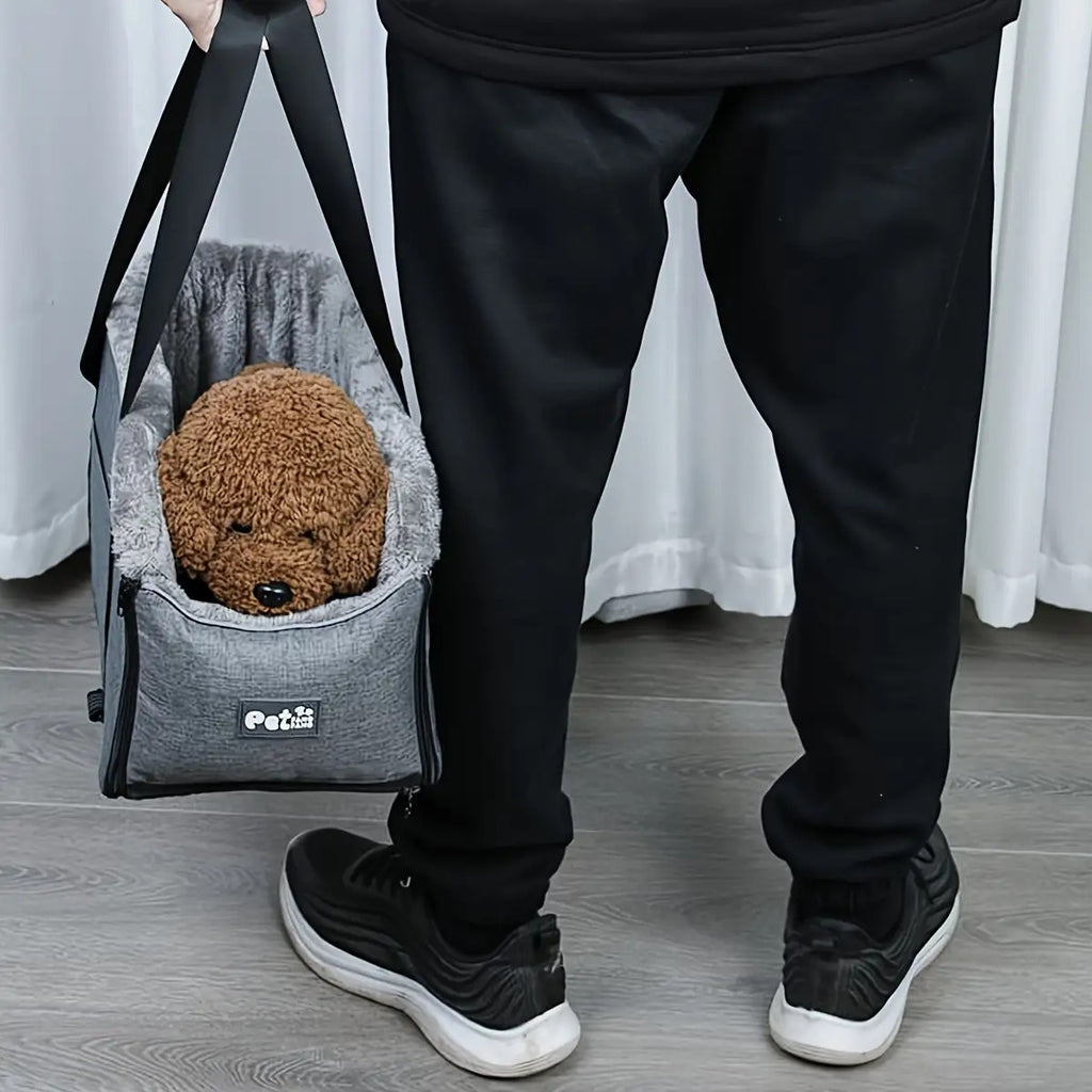PETFANGFANG Portable Cozy Pet Car Seat | Polyester Dog & Cat Travel Bag for Small to Medium Pets