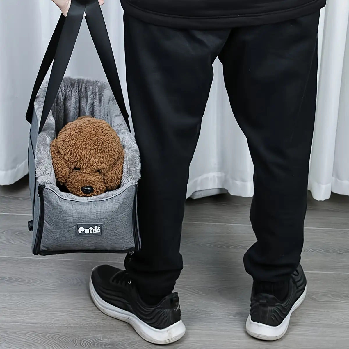 PETFANGFANG Portable Cozy Pet Car Seat | Polyester Dog & Cat Travel Bag for Small to Medium Pets