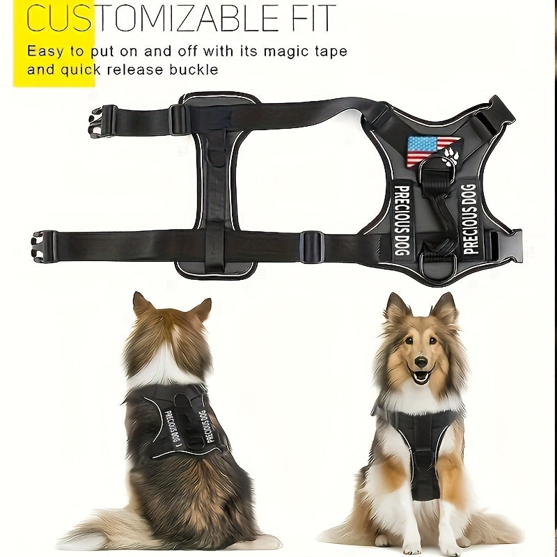Service Dog Harness, Reflective Dog Vest Harness with 5pcs Patches, Adjustable Soft Oxford Pet Harness, Inner Layer Mesh