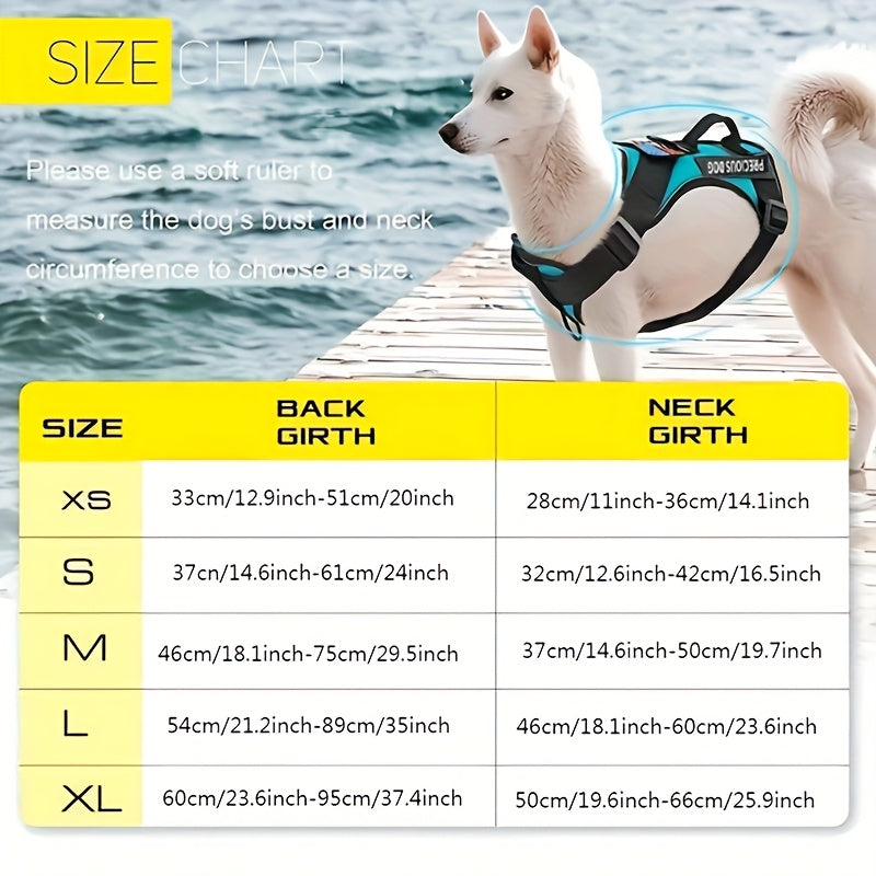 Service Dog Harness, Reflective Dog Vest Harness with 5pcs Patches, Adjustable Soft Oxford Pet Harness, Inner Layer Mesh