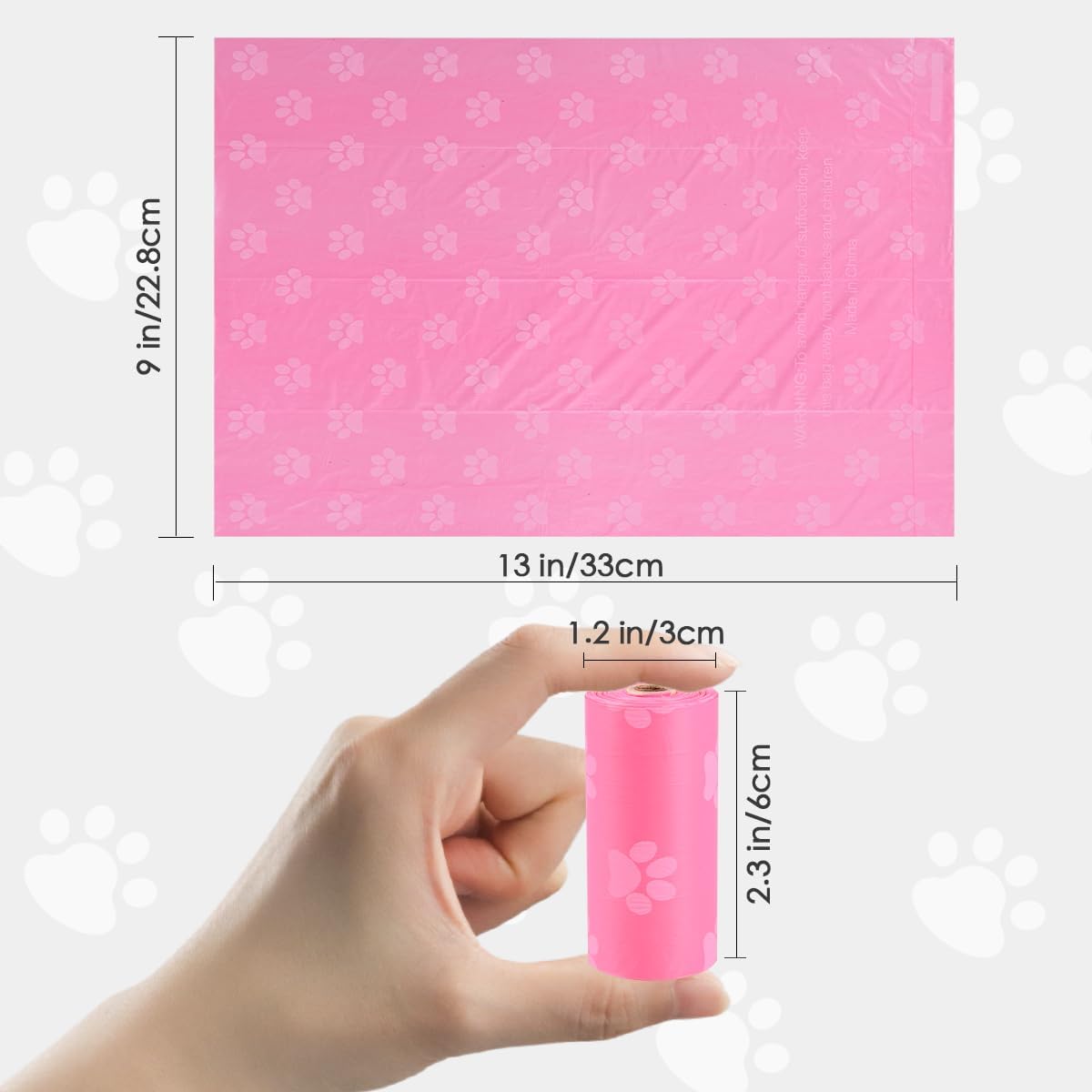 Poop Bags Rolls 256 Count - 9x13 Inches Pink Thickened Leakproof Lavender scent Poo Bags