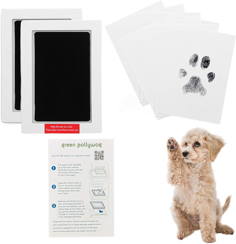 Green Pollywog Extra-Large Clean Touch Inkless Ink Pad Paw Print Stamp Kit |
