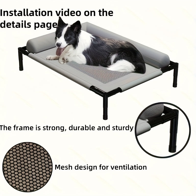 Elevated Pet Cushion All-Season Raised Dog Bed with Ventilated Mesh Base