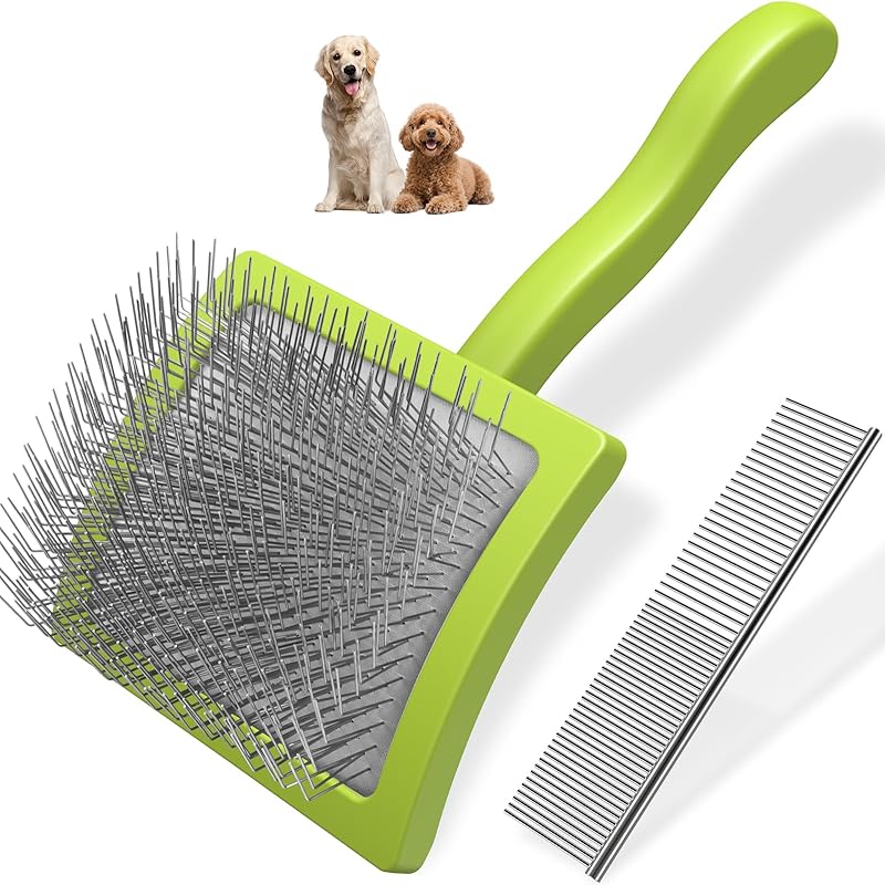 2PCS Slicker Brush for Dogs & Pet Comb,Professional Dog Grooming Brush
