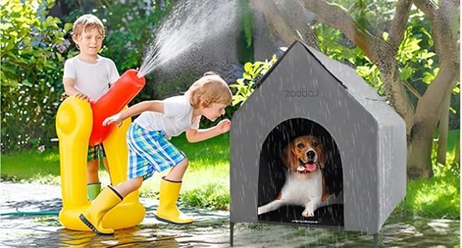Large Dog House, Weatherproof PVC, Textilene Dog Bed, Easy Clean