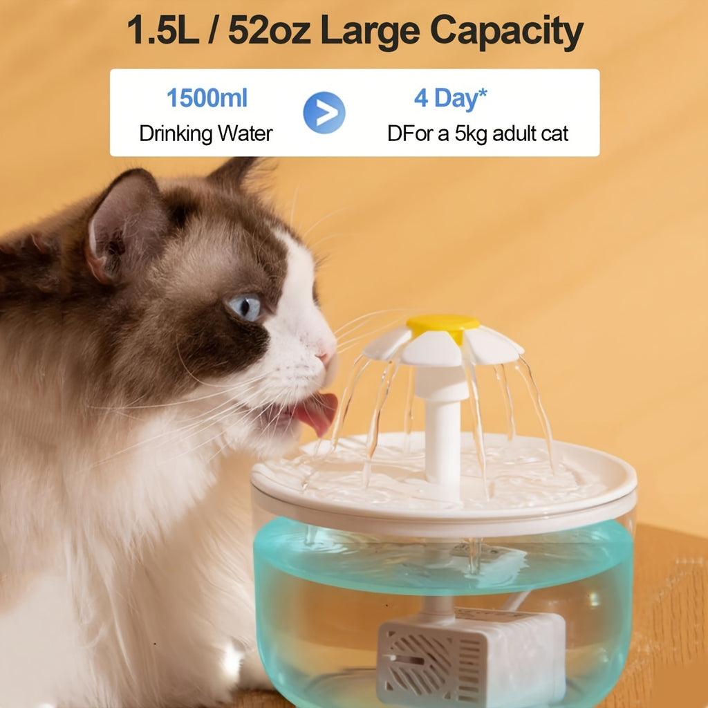 Whisper Quiet 1pc 1.5L Usb-Powered Pet Water Fountain | Automatic Circulation