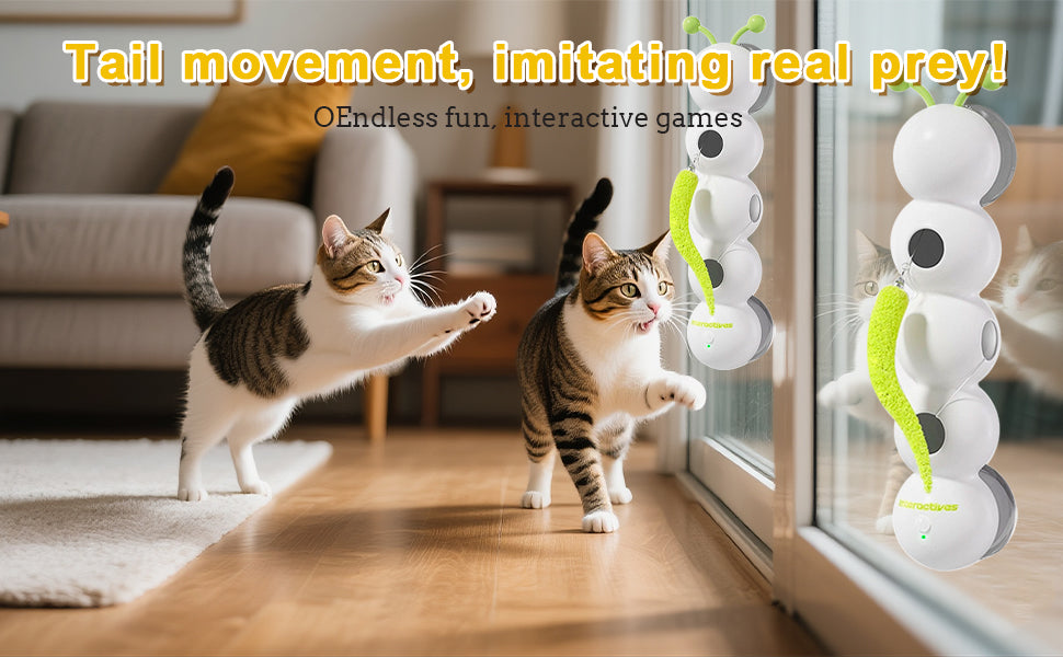 Smart Motion Cat Toy, Automatic Interactive Cat Toy, USB Rechargeable with Suction Cup, Wall Mounted for Indoor Cats Jumping, Pouncing (White, 1pc)