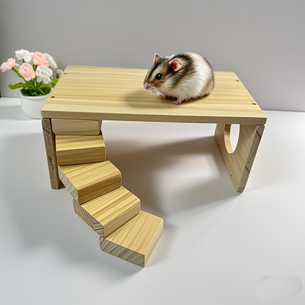 2-Tier Recycled Wood Chicken & Hamster Feeding Platform