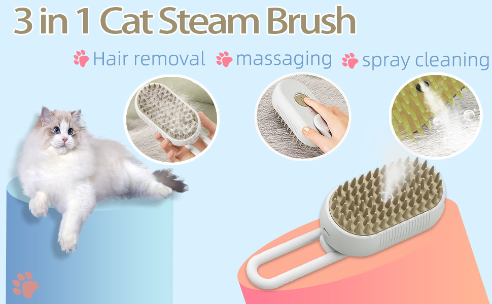 3 in 1 Cat Steam Brush for Shedding Dog Brush with Steam