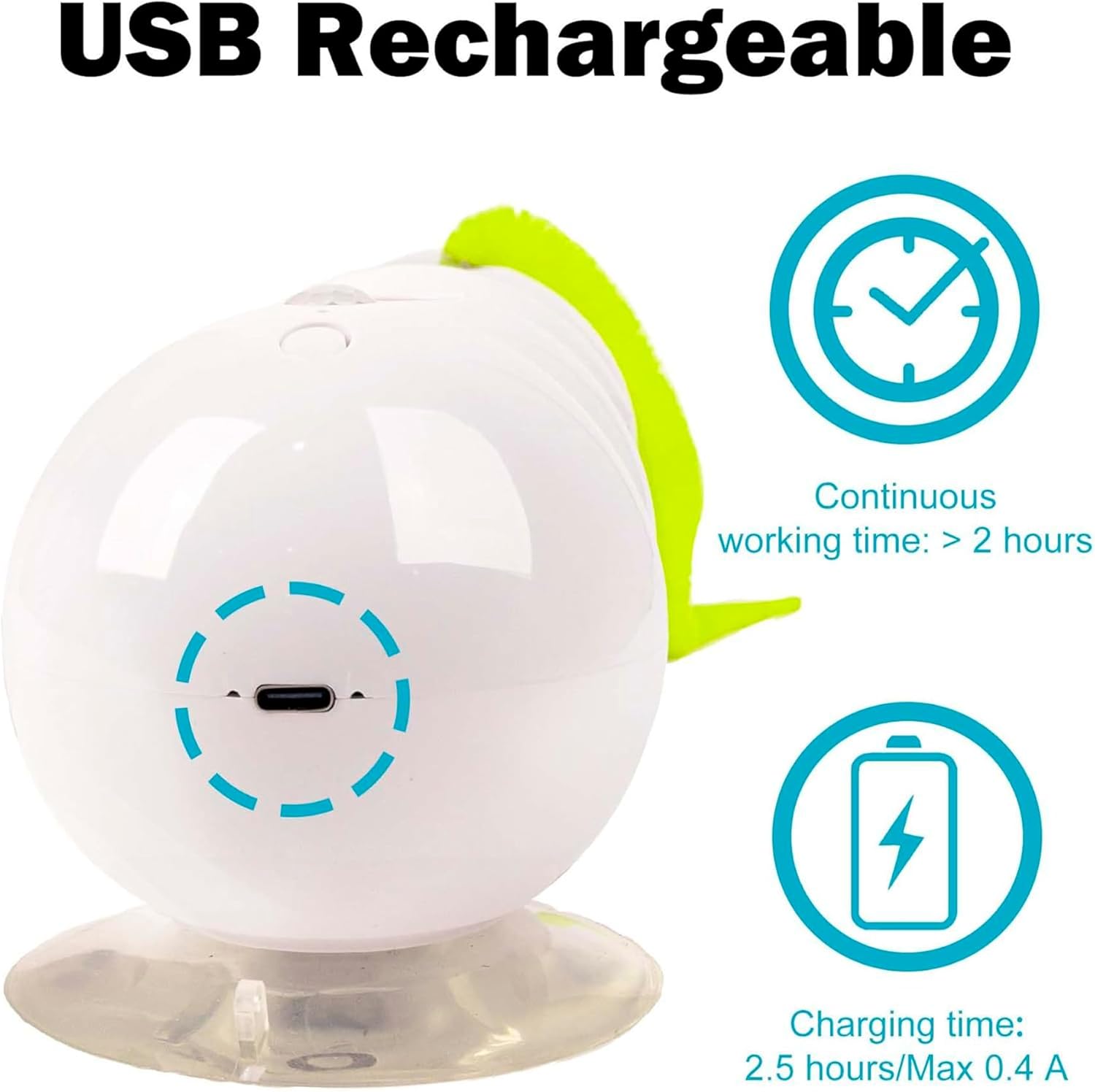 Smart Motion Cat Toy, Automatic Interactive Cat Toy, USB Rechargeable with Suction Cup, Wall Mounted for Indoor Cats Jumping, Pouncing (White, 1pc)