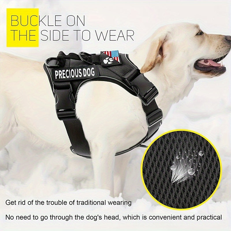 Service Dog Harness, Reflective Dog Vest Harness with 5pcs Patches, Adjustable Soft Oxford Pet Harness, Inner Layer Mesh