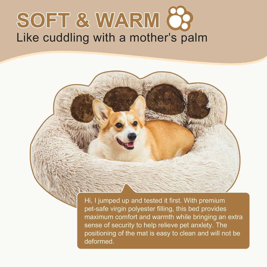 [Cozy | Plush] Soft Faux Fur Cozy Plush Paw-Shaped Pet Bed 
